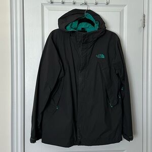 The North Face Men's Black Jacket with Teal Lining